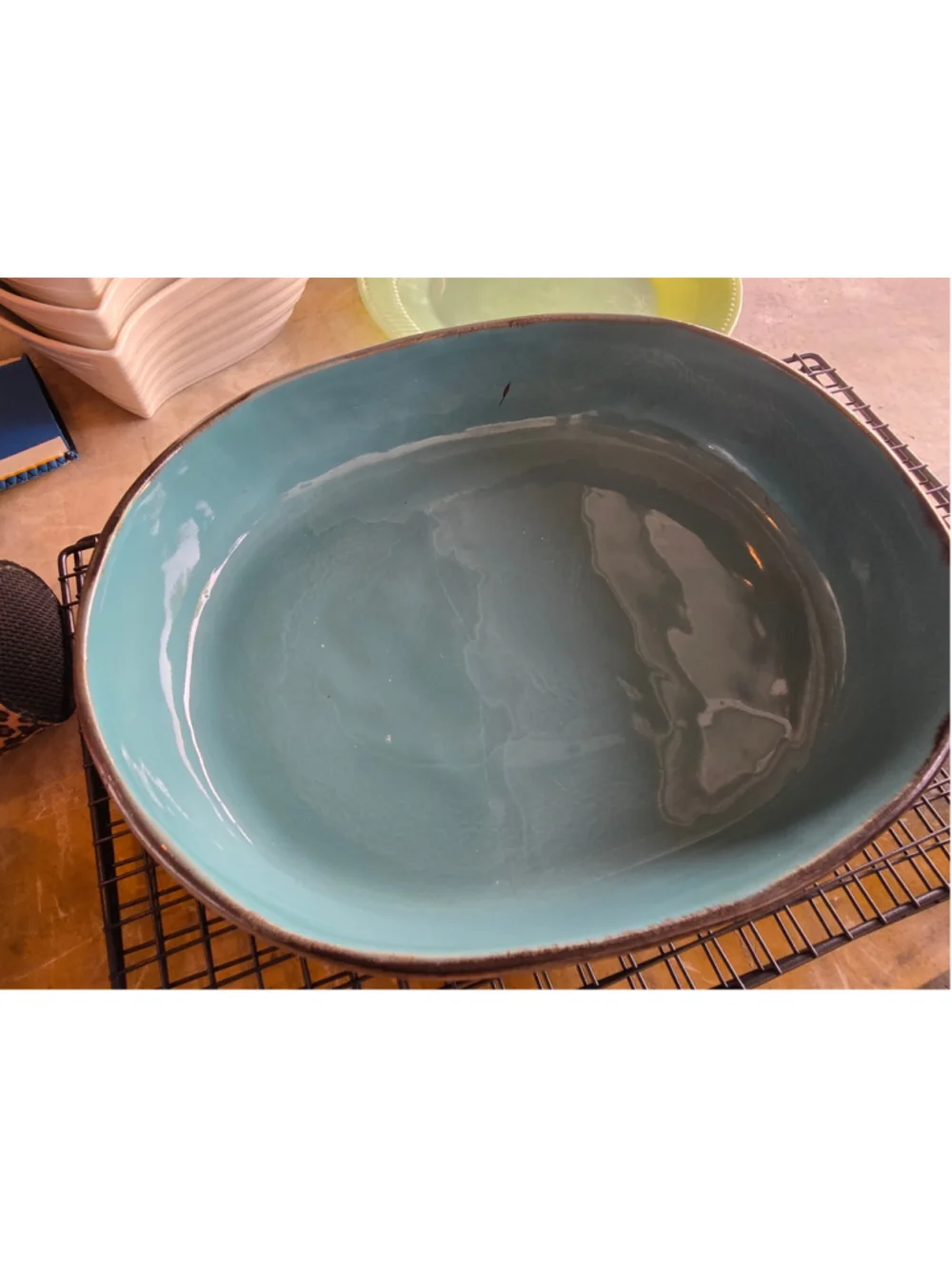 Vintage Ceramic Serving Bowl Decorative Bowl One Size Blue Brown Shabby Chic